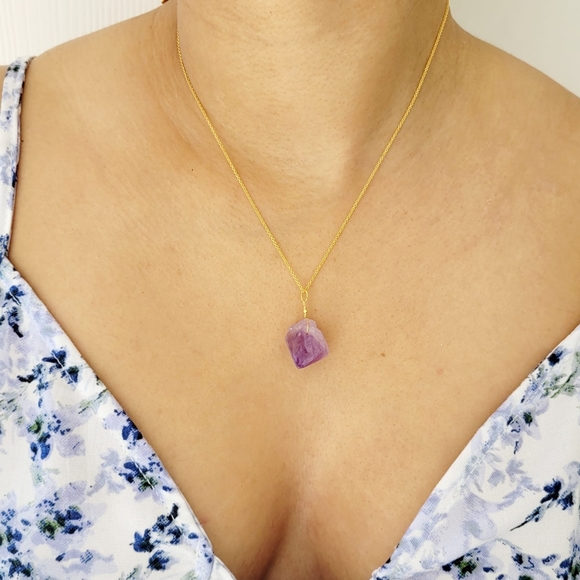 🍍🍋🏖New, 18k goldAmethyst necklace - Picture 3 of 5